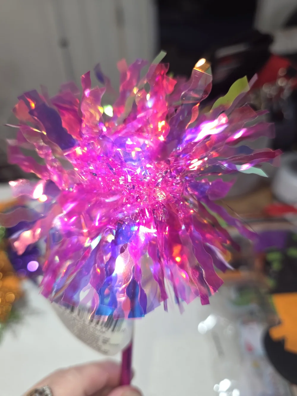 Holographic Pom Pen with Pink and Blue Accents